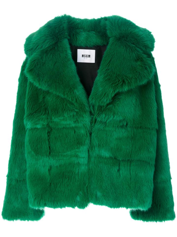 Msgm Wide Lapel Coat - Green