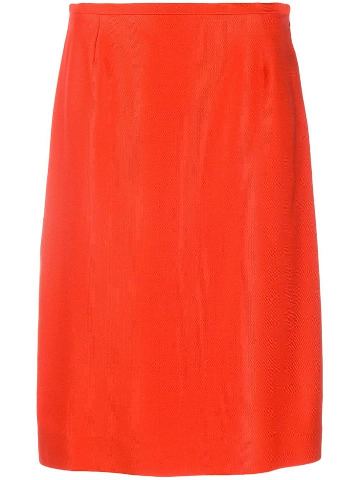 Jean Louis Scherrer Vintage 1990's High Waist Midi Skirt - Orange