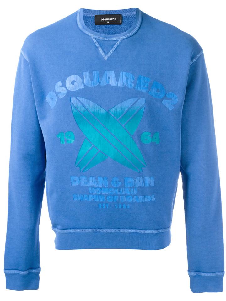 Dsquared2 Honolulu Shaper Of Boards Sweatshirt, Men's, Size: Small, Blue, Cotton