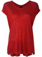 Thom Krom Round Neck T-shirt, Women's, Size: Small, Red, Linen/flax/viscose