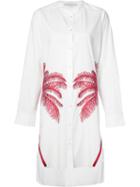 Stella Mccartney Embroidered Palm Shirt Dress, Women's, Size: 42, White, Cotton