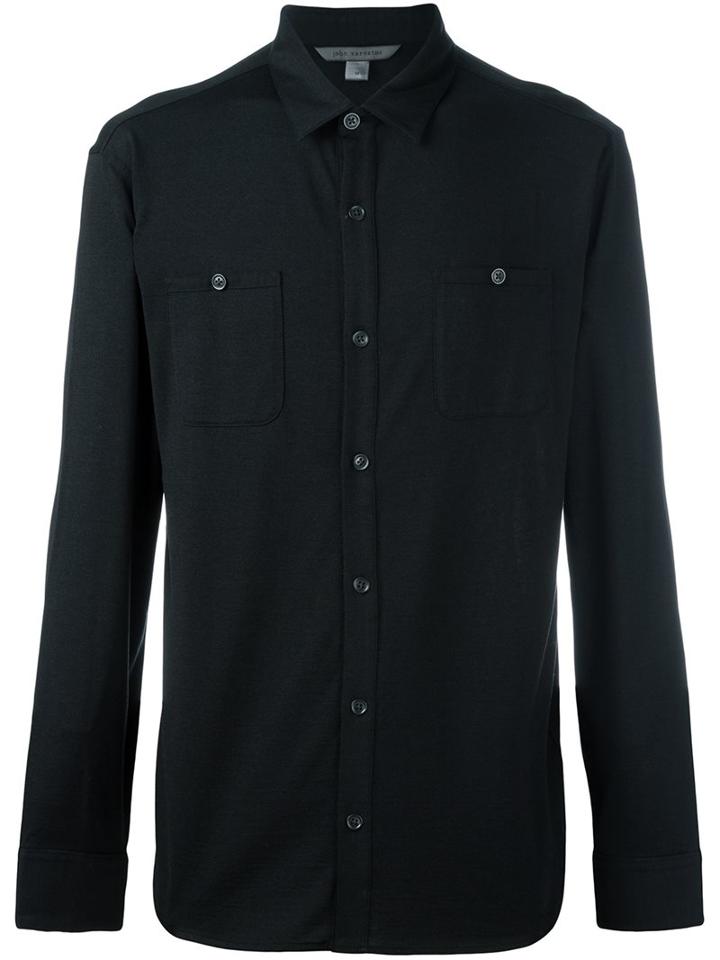 John Varvatos Patch Pocket Shirt, Men's, Size: Medium, Black, Silk/cotton