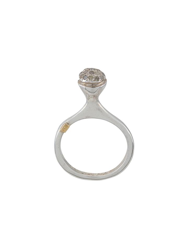 Rosa Maria Elongated Round Stud Ring - Grey