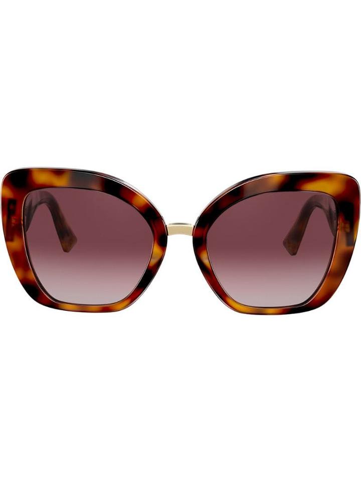 Valentino Eyewear Tortoiseshell Effects V Logo Sunglasses - Brown