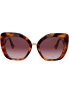 Valentino Eyewear Tortoiseshell Effects V Logo Sunglasses - Brown