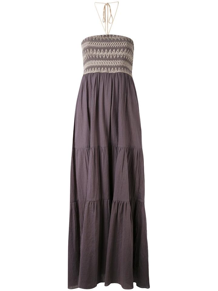 Harare - Patterned Maxi Dress - Women - Cotton - S, Grey, Cotton