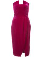 Black Halo Draped Velvet Bustier Dress - Pink & Purple