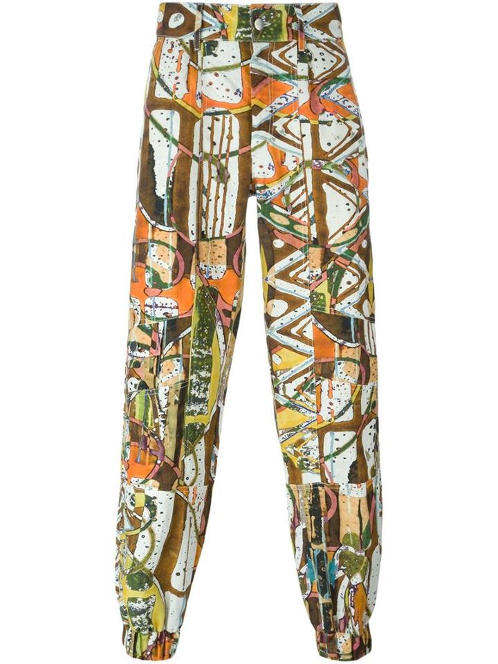Gosha Rubchinskiy Printed Trousers, Men's, Size: Medium, Brown, Cotton/linen/flax