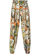 Gosha Rubchinskiy Printed Trousers, Men's, Size: Medium, Brown, Cotton/linen/flax