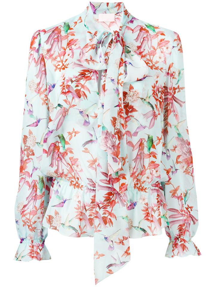Giamba Floral Print Blouse, Women's, Size: 40, Blue, Silk