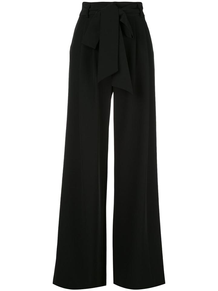 Milly Tie Waist Flared Trousers - Black