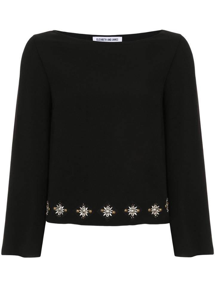 Elizabeth And James Embroidered Hem Top - Black