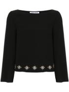 Elizabeth And James Embroidered Hem Top - Black