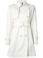 Moncler Belted Trench Coat, Women's, Size: 4, White, Cotton/polyester
