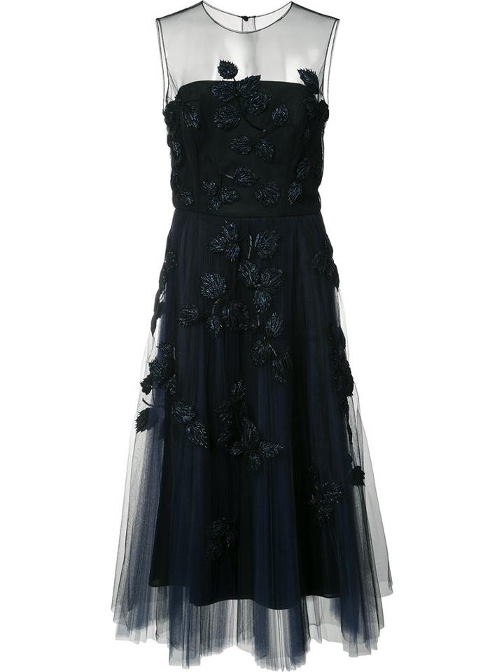 Carolina Herrera - Embroidered Tulle Dress - Women - Silk/polyester - 6, Blue, Silk/polyester