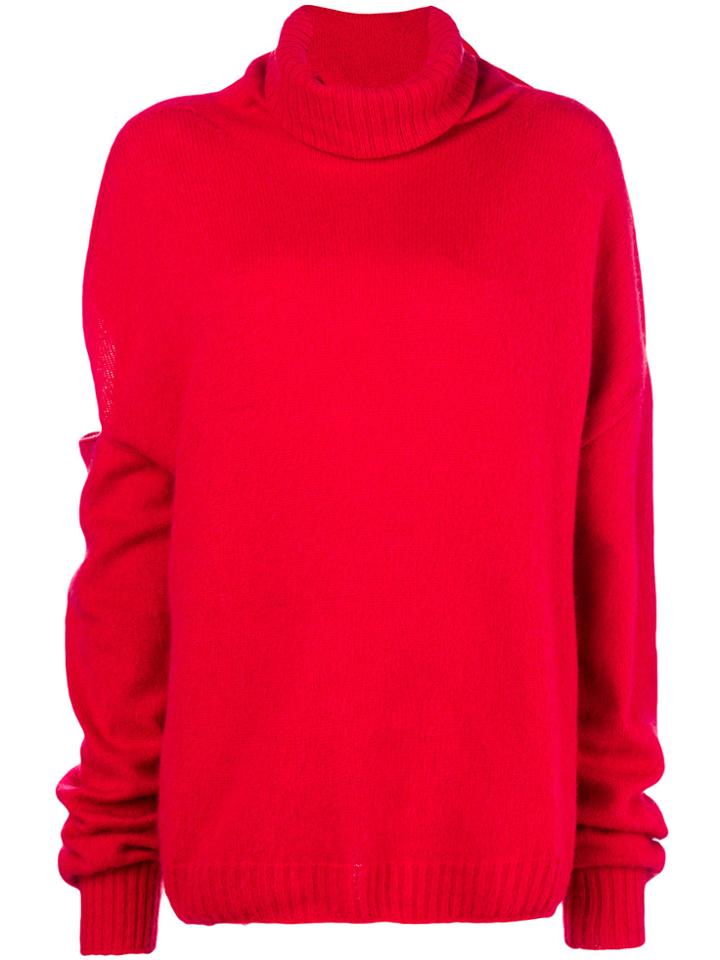 Circus Hotel Sleeve Cut-out Turtleneck Jumper - Red