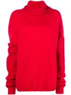Circus Hotel Sleeve Cut-out Turtleneck Jumper - Red
