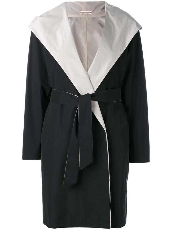Max Mara Hooded Belt Coat, Women's, Size: 44, Blue, Polyester/cotton