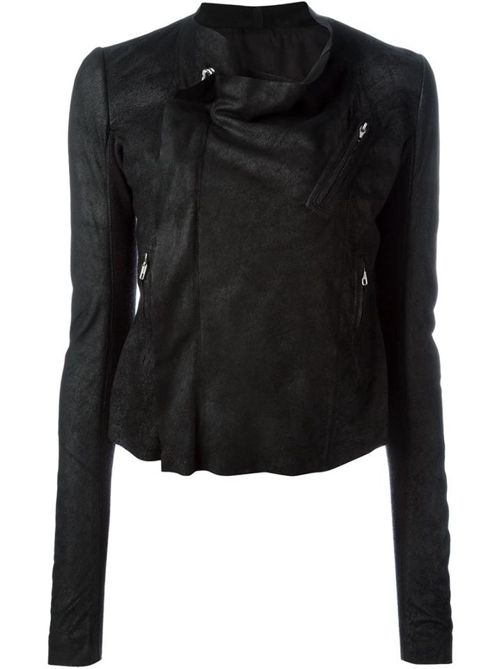 Rick Owens Draped Collar Biker Jacket
