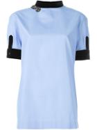 No21 Embellished Neck Blouse, Women's, Size: 38, Blue, Cotton/viscose/silk