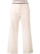 Jour/né - Seersucker Cropped Trousers - Women - Cotton/spandex/elastane - 34, Women's, Pink/purple, Cotton/spandex/elastane