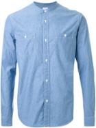 Cityshop Band Collar Shirt, Men's, Size: Medium, Blue, Cotton