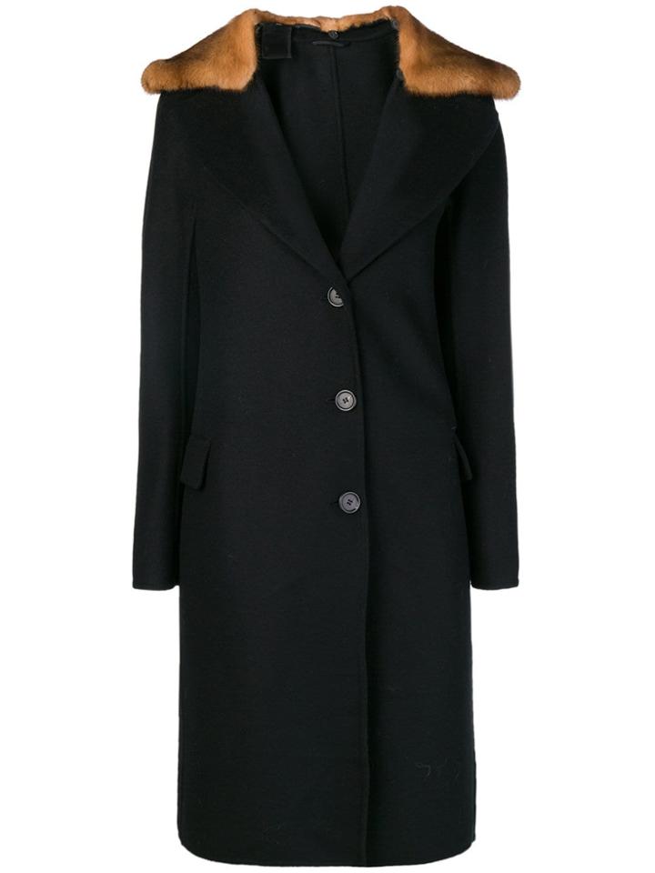 Ermanno Scervino Fitted Open Collar Coat - Black