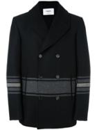 Ports 1961 Striped Double Breasted Coat, Men's, Size: 52, Black, Cotton/polyamide/cupro/wool