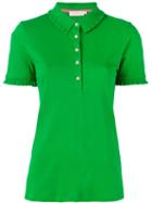 Tory Burch - Ruffled Detail Polo Shirt - Women - Cotton/spandex/elastane/modal - Xs, Green, Cotton/spandex/elastane/modal