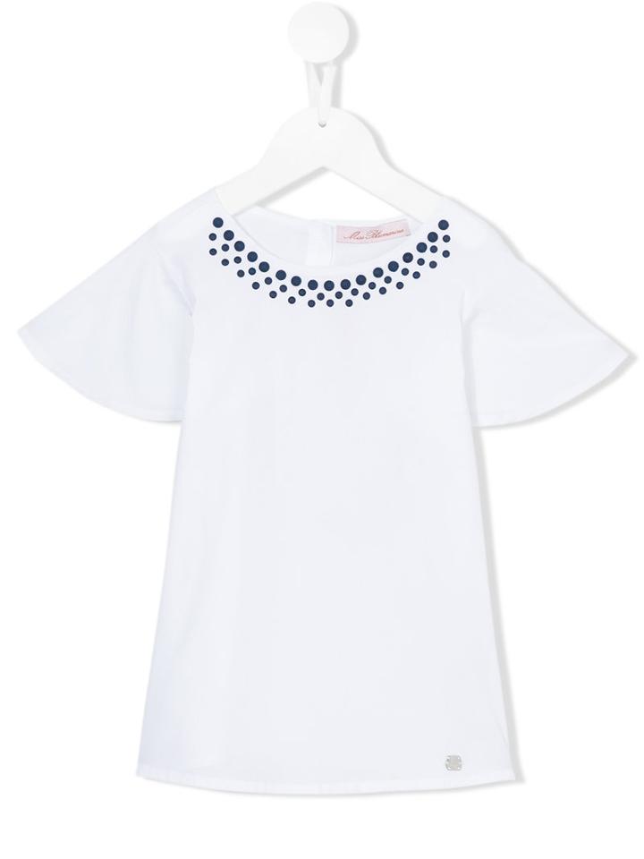 Miss Blumarine - Embellished Dress - Kids - Cotton/elastodiene - 10 Yrs, Girl's, White