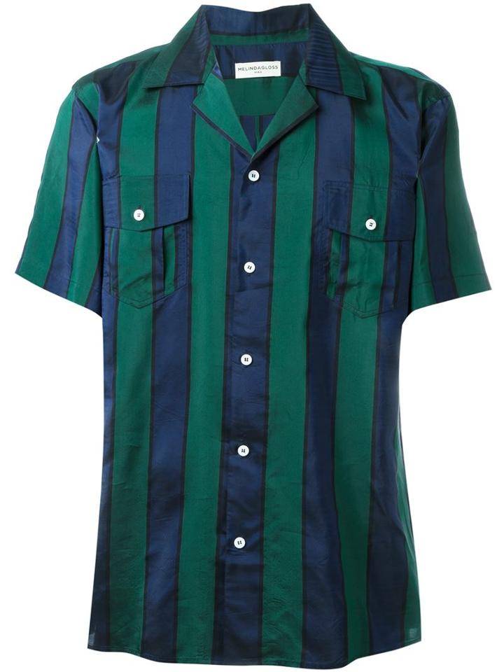 Melindagloss Striped Safari Shirt, Men's, Size: 38, Blue, Cupro