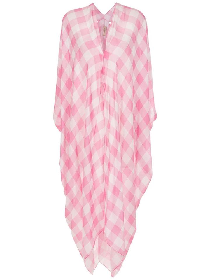 Adriana Degreas Silk Plaid Kaftan - Pink