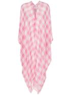 Adriana Degreas Silk Plaid Kaftan - Pink