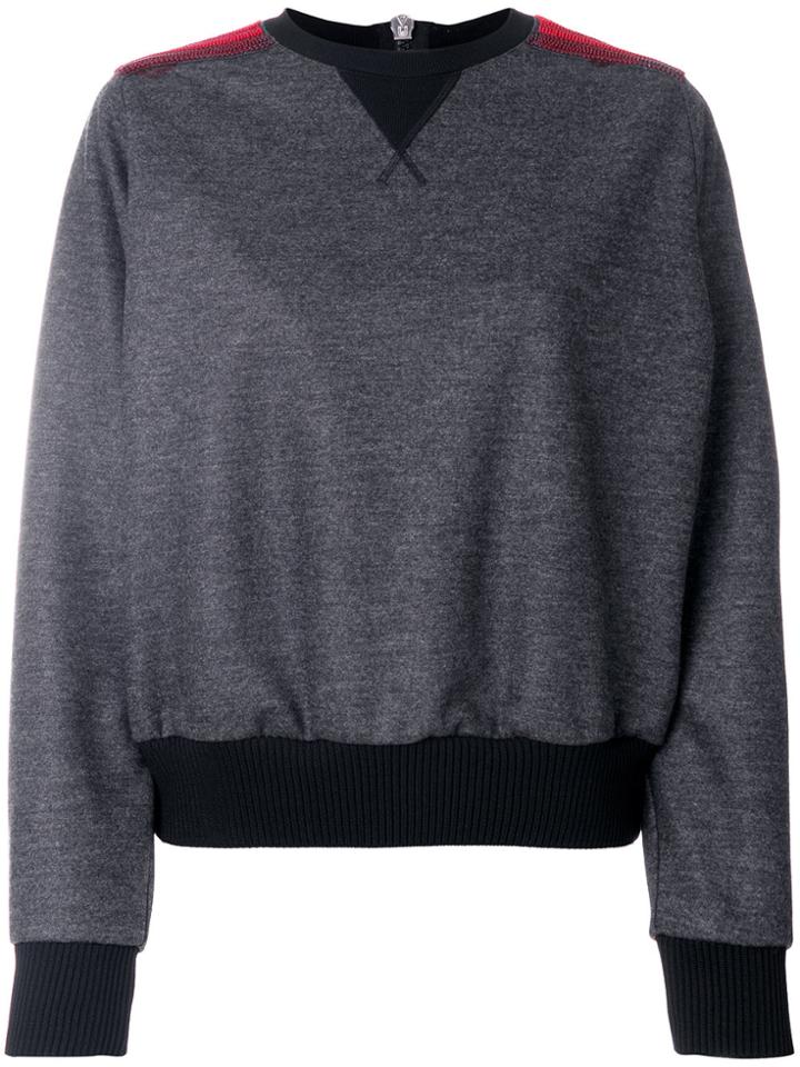 No Ka' Oi Beaded Striped Shoulder Sweatshirt - Grey