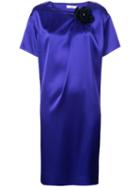 Lanvin - Flower Pin Shift Dress - Women - Polyester/triacetate - 38, Blue, Polyester/triacetate