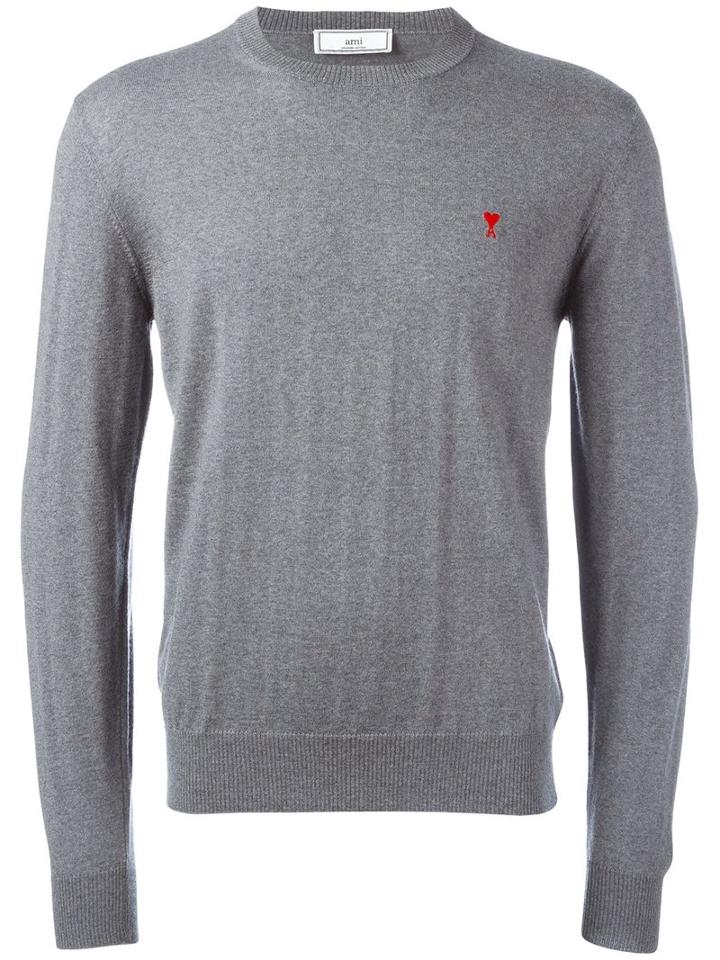 Ami Alexandre Mattiussi Ami De Coeur Sweater, Men's, Size: Xs, Grey, Merino