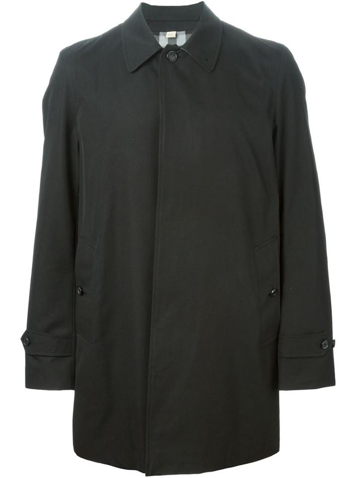 Burberry Classic Buttoned Coat, Men's, Size: 46, Black, Cotton