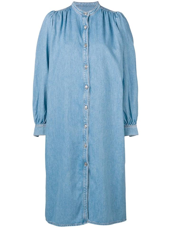 Ganni Long-sleeve Denim Dress - Blue