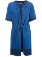 Alexander Mcqueen Lace-up Denim Dress, Women's, Size: 46, Blue, Cotton/spandex/elastane