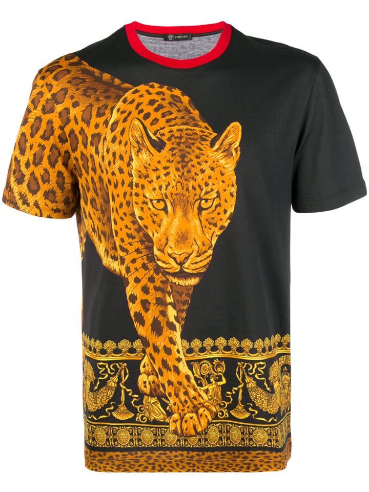 Versace Tiger Print T-shirt - Black