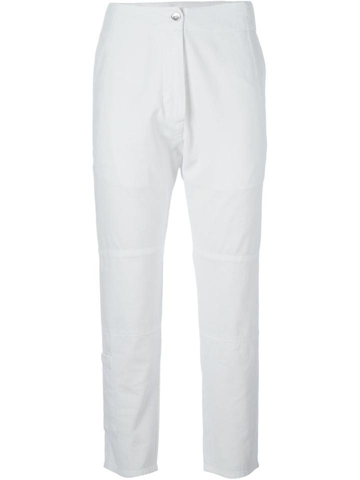 Mm6 Maison Margiela Cropped Trousers, Women's, Size: 40, White, Cotton/spandex/elastane