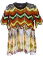 Jean Paul Gaultier Vintage Printed Sheer Panel Knitted Top -
