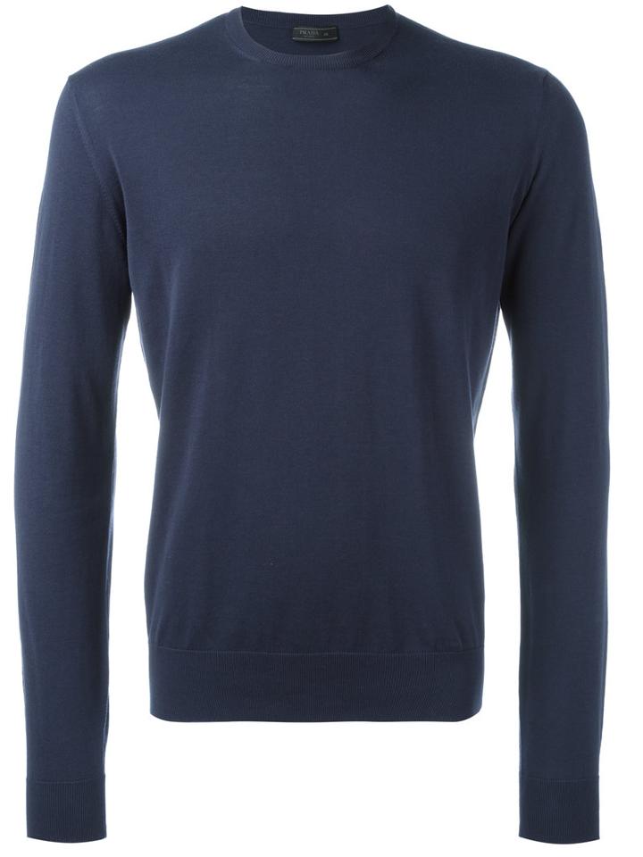 Prada - Crew Neck Jumper - Men - Cotton - 46, Blue, Cotton