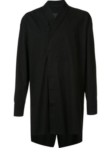 D-gnak Long Wrap Shirt, Men's, Size: 52, Black, Cotton
