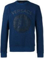 Versace - Medusa Head Sweatshirt - Men - Cotton/lamb Skin - Xxl, Blue, Cotton/lamb Skin