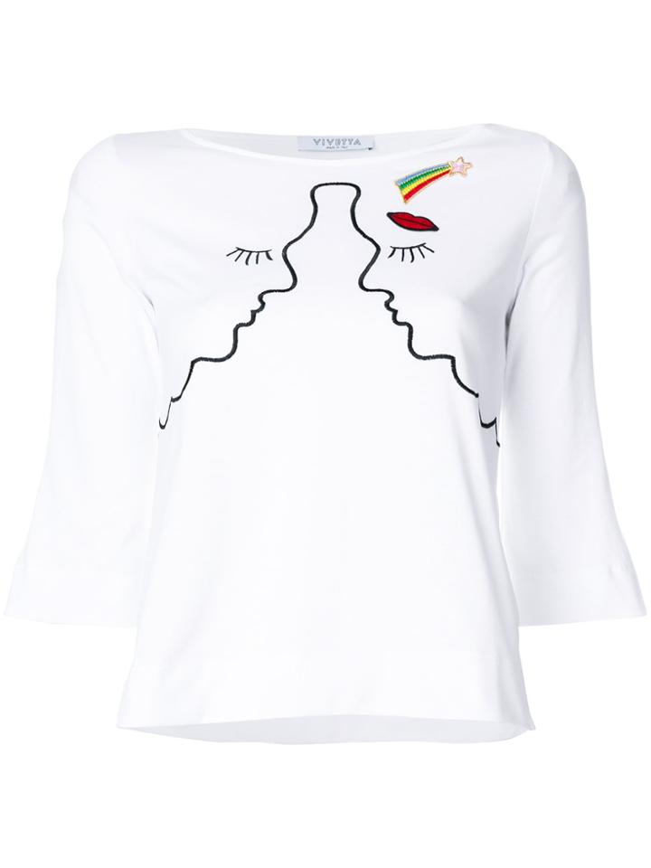 Vivetta Embroidered Face Cropped Top - White