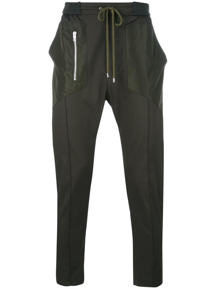Les Hommes Zip Detail Drawstring Trousers, Men's, Size: 48, Green, Cotton/spandex/elastane/polyester