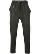 Les Hommes Zip Detail Drawstring Trousers, Men's, Size: 48, Green, Cotton/spandex/elastane/polyester