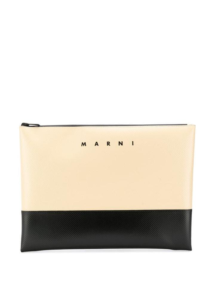 Marni Logo Printed Clutch - Black