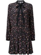 Mcq Alexander Mcqueen Pleated Floral Print Dress, Women's, Size: 40, Black, Polyamide